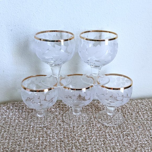 5 Russian Gus Khrustalny Liquor Vodka Crystal Glasses Gold Trim Set Of Five 5 - Picture 1 of 6